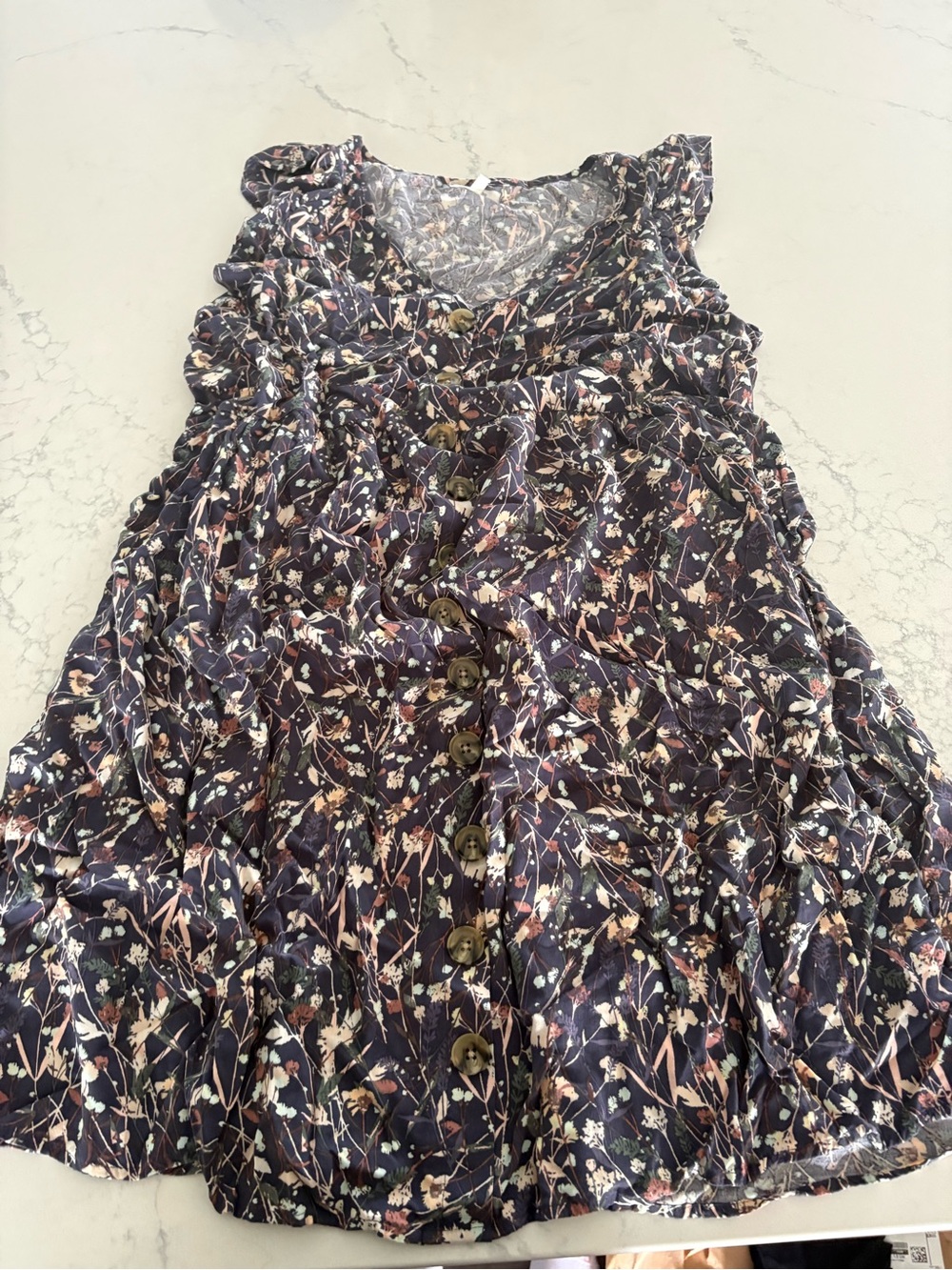 Maurices Navy Floral Button-Front Women’s Dress